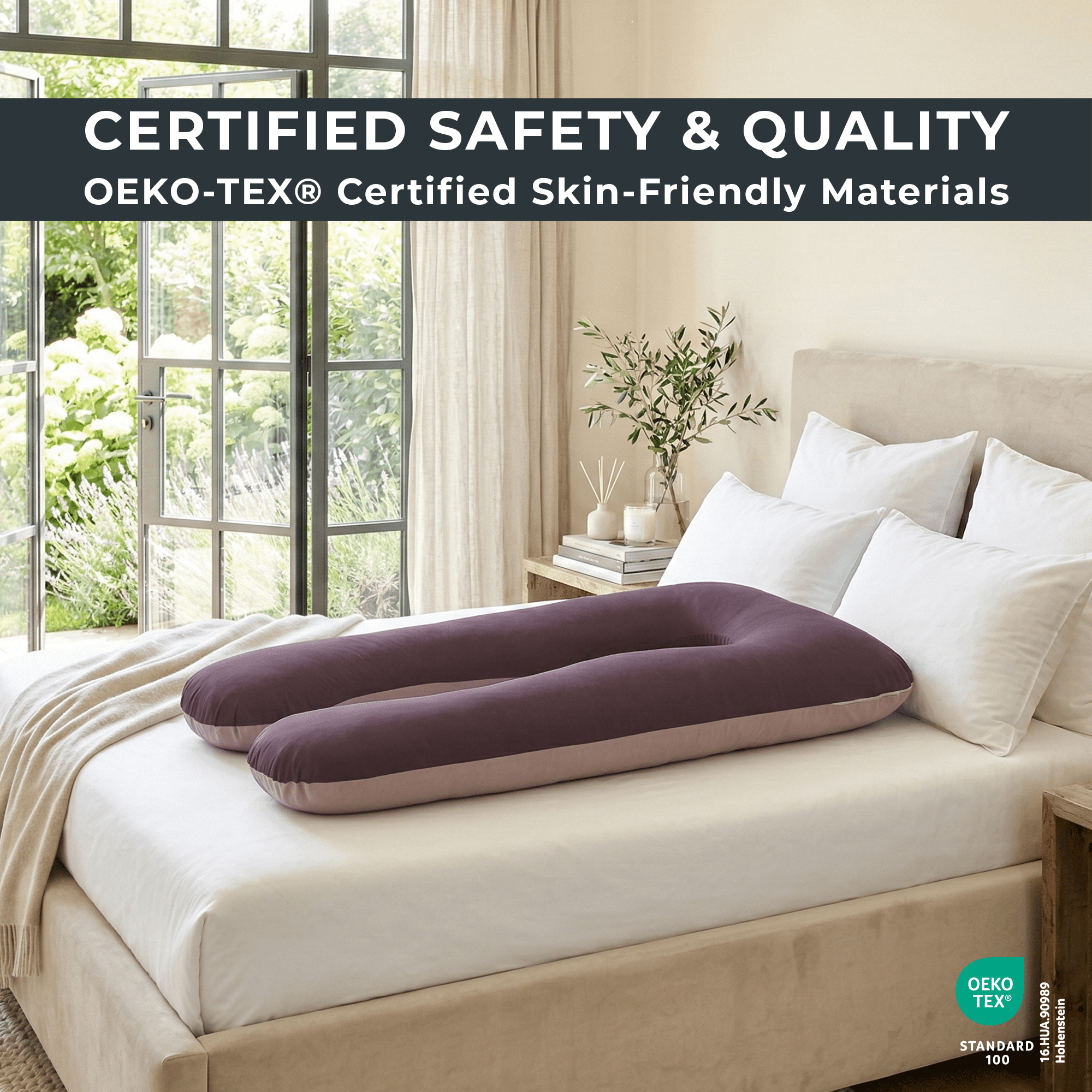 Olena Casa U Shaped Pregnancy Pillow Full Body Maternity Body Pillows for Side Sleepers, Back Pain Relief & Recovery Support Pillow, Pregnancy Pillows for Sleeping, Chocolate Beige 55x29x8 In