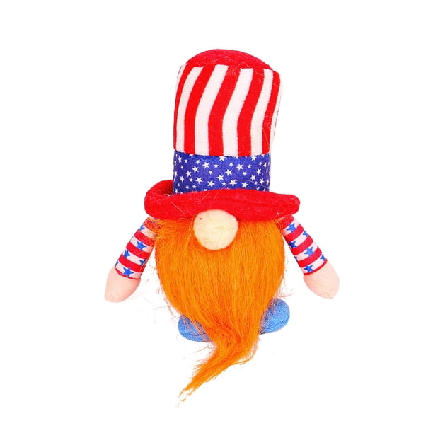 Xihbxyly Liquidación de Ropa de Mujer Día de La Independencia con Luz Enano Muñeca Enana Muñeca Sin Rostro de Cinco Estrellas a Rayas Bandera Patriótica Arreglo de Enanos Decoraciones