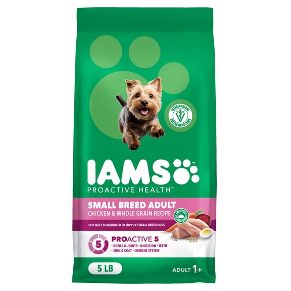 IAMS Proactive Health Small Breed Adult Chicken & Whole Grain Recipe Dry Dog Food, 5 Lb Bags