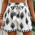 thumbnail image 2 of LWavelet Women's Patterned Shorts Bow Tie Waist Casual Summer Shorts Earthy Yellow S,M,L,XL,2XL, 2 of 5
