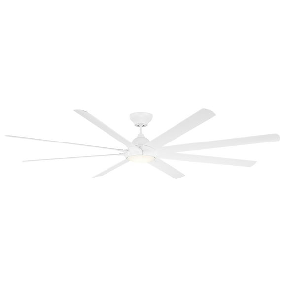 Hydra Indoor and Outdoor 8-Blade Smart Ceiling Fan 96in Matte White with 3000K LED Light Kit and Wall Control