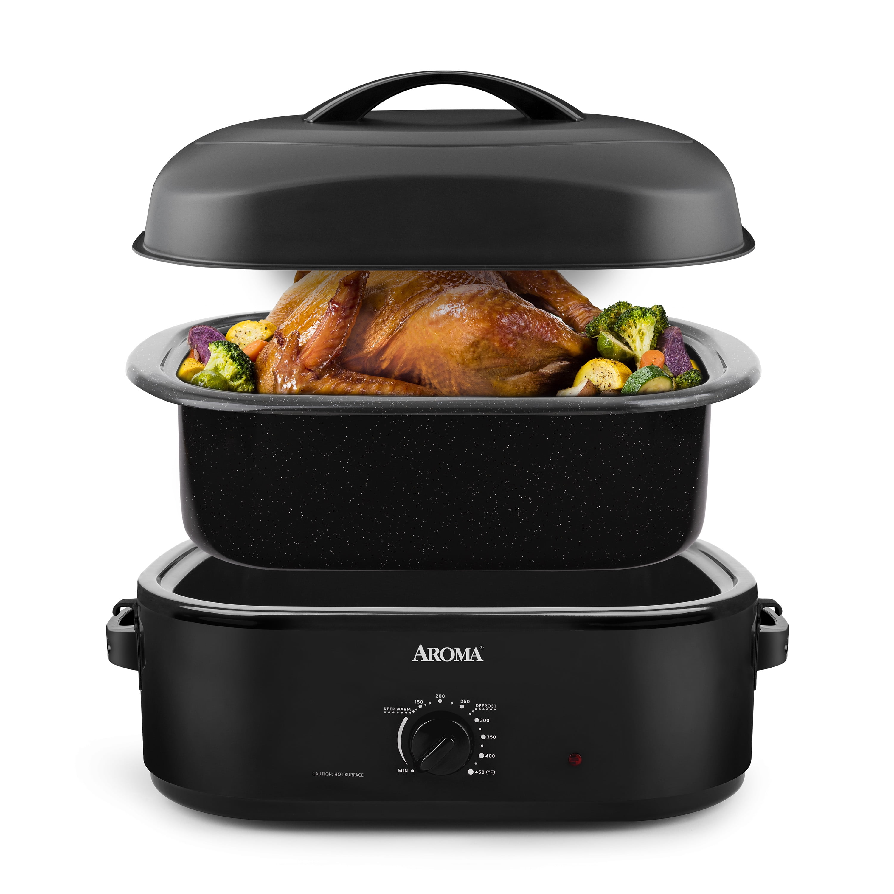 (3 pack) Aroma® 18Qt. Electric Roaster Oven with High Dome Lid, 8X Bonded Granite Enamel, New-Black (ART-718BH)