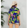 thumbnail image 2 of LA LEELA Women's Button Down Short Sleeve Tops Vacation Beach Dress Shirt Hawaiian Shirts Blouses for Women S Tropical Hibiscus, Royal Blue, 2 of 5