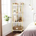 thumbnail image 6 of Danolapsi 4 Tier Bookshelf,Gold Narrow Bookshelf with Metal Frame,Small Bookshelf with Open Display Shelves,Bookcase for Bedroom Living Room Home Office,White and Gold, 6 of 9