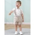 thumbnail image 6 of Baby Boy Clothes Suit 1-5T Toddler Dress Shirt Bowtie Suspender Shorts Infant Formal Party Outfits, 6 of 15