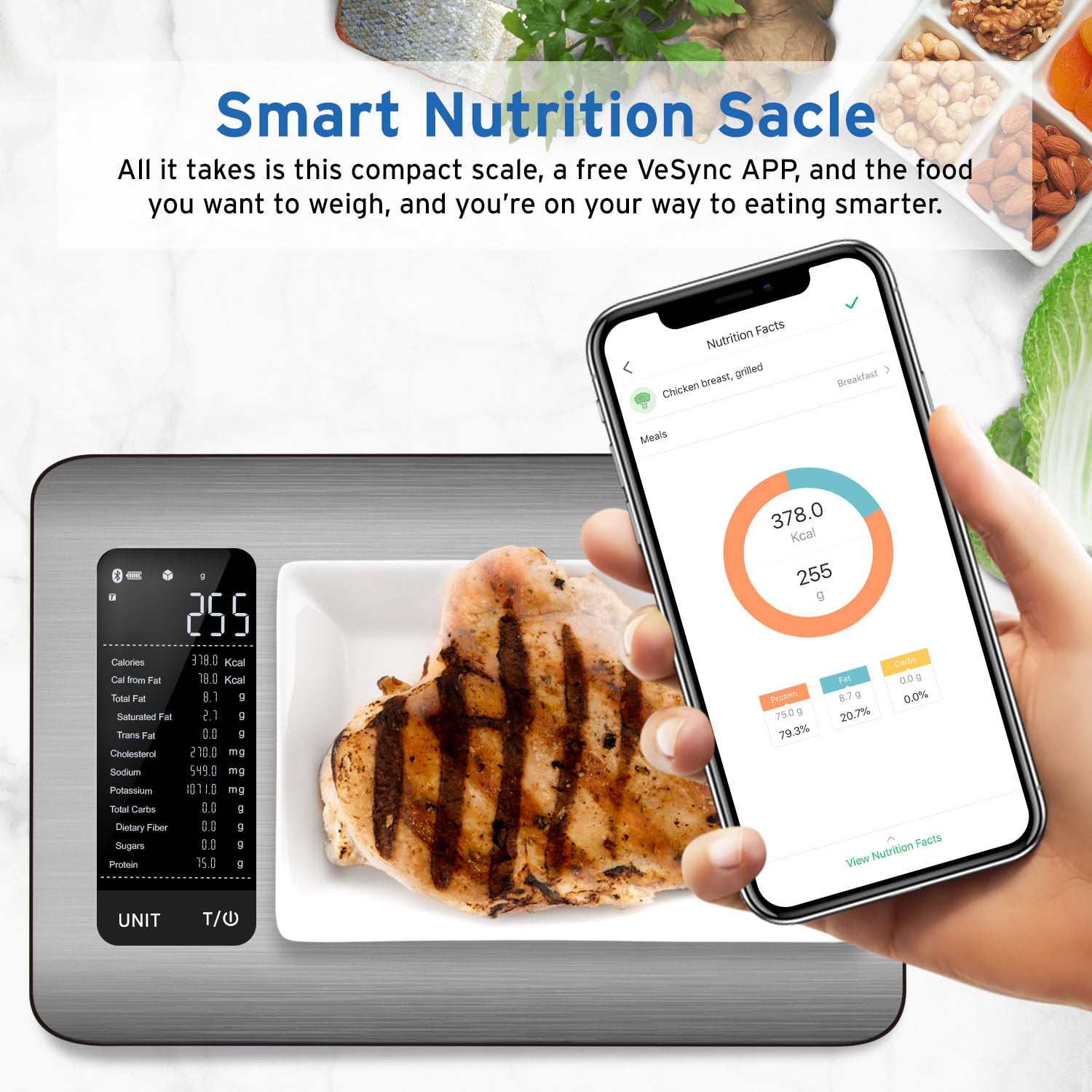 Etekcity ESN00 Digital Kitchen Scale, Smart Food Scale with