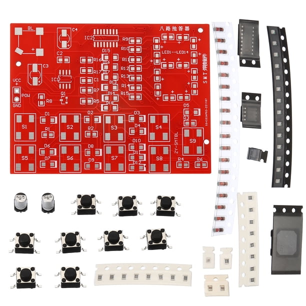 Placa de práctica de soldadura, kit de electrónica, placa de prototipo PCB, circuito de soldadura digital de 8 canales, 6V