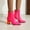 Hot Pink, variant on BONIXOOM Womens Boots High Heel Rubber Slip-On Mid-Calf Winter Hot Pink