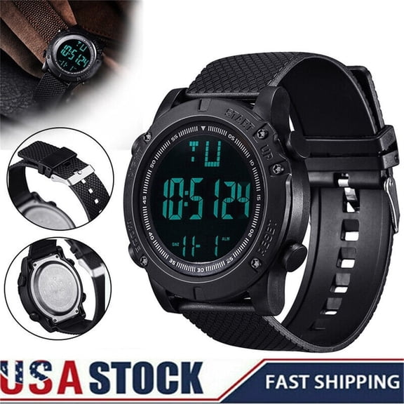 Dazone Digital Sports Watch, Men's Women's Military Tactical Watch LED Backlight Wristwatch Waterproof, 24 Hour Clock Alarm Clock