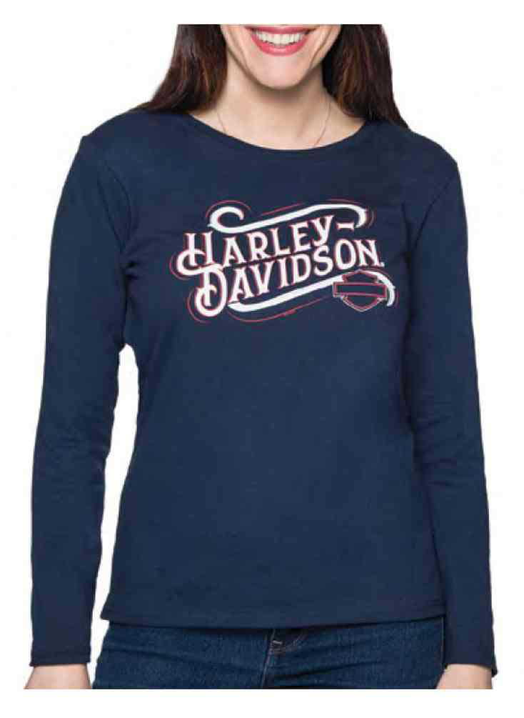 Harley-Davidson Women's Honorable Retro Long Sleeve Cotton Shirt - Navy ...