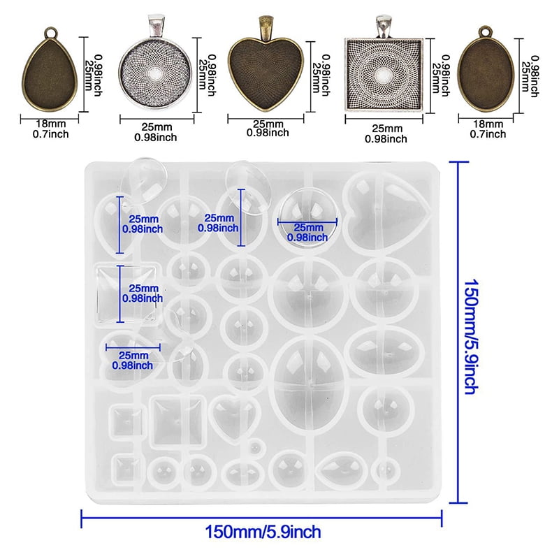 Resin DIY Craft Molds Meao 31 Pcs Jewelry Craft Making Silicone Moulds Jewelry Pendant Moulds Epoxy Resin Molds Tools Set