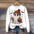 thumbnail image 2 of Kakishop Halloween Shirt Women Halloween Sweatshirts for Women Ghost Pumpkin Long Sleeve Shirt Graphic Tees Fall Pullover Tops,White, 2 of 4