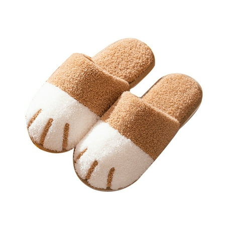 

Warm Plush Slippers Easy To Put On And Take Off Helps Relax Your Tired Feet Khaki 36-37