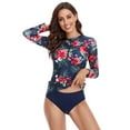 thumbnail image 2 of Women Two Piece Tankini Set Swimsuit Swimwear Long Sleeve Tops With Swim Bottoms Loose Fit Beachwear Swimming Costumes Bathing Suit, 2 of 7