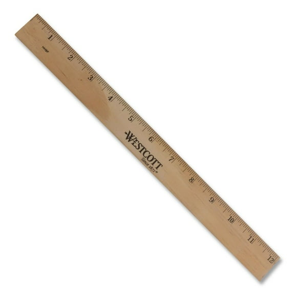 Westcott 10375 12 in. Long Metric and 1/16 in. Scale with Single Metal Edge Wood Ruler