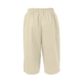 thumbnail image 4 of Wutalume Women's Casual Loose Fit Solid Cotton Linen Blend Capri Pants with Drawstring Elastic Waist Summer Beach Trousers,Beige S, 4 of 8