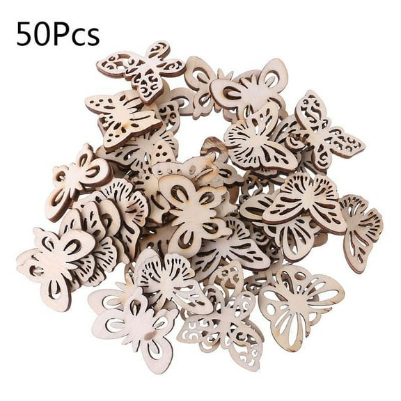 ZPAQI 50 Pcs Butterfly Shape Wooden Slices Craft Wood Cutout Christmas Party Decor