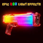 STARKTOY Electric Water Blaster Light Up Full Body Color Changing LED Squirt Gun, Automatic Rechargeable Water Gun for Kids and Adults, Long Range Soaker, Red