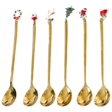 

Qumonin 6 Christmas Coffee Teaspoons with Pendant Stainless Steel