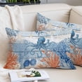 thumbnail image 2 of Ocean Octopus Throw Pillow Covers Summer Orange Blue Sea Animal Corals Blue Wooden Decorative Lumbar Pillow Cover Rectangle Cushion Case for Sofa Couch Bed Living Room Bedroom 20 X 36 Inches, 2 of 9