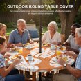 thumbnail image 3 of Round Outdoor Tablecloth with Umbrella Hole and Zipper, Tropical Leaves Tablecloth with Elastic Waterproof, Summer Plants Natural Rustic Orange Patio Table Covers for 31" - 35" Picnic Pool Tables, 3 of 9
