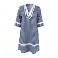 thumbnail image 4 of ZHOGXU Women's Dresses Summer Short Sleeve V Neck Striped Print Comfortable Breathable Loose Fit Dress With Pockets For Everyday Wear,Navy,L, 4 of 4