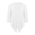 thumbnail image 4 of Wovix Women's Short Cardigan Shrug Sheer Tie Front Top 3/4 Sleeve V Neck Solid Comfy Breathable Daily Tops White XXL, 4 of 5