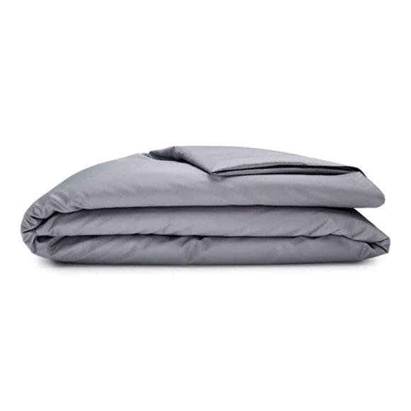 Sleepgram Supima 400 Thread Count Cotton Duvet Cover, King, Grey Stone