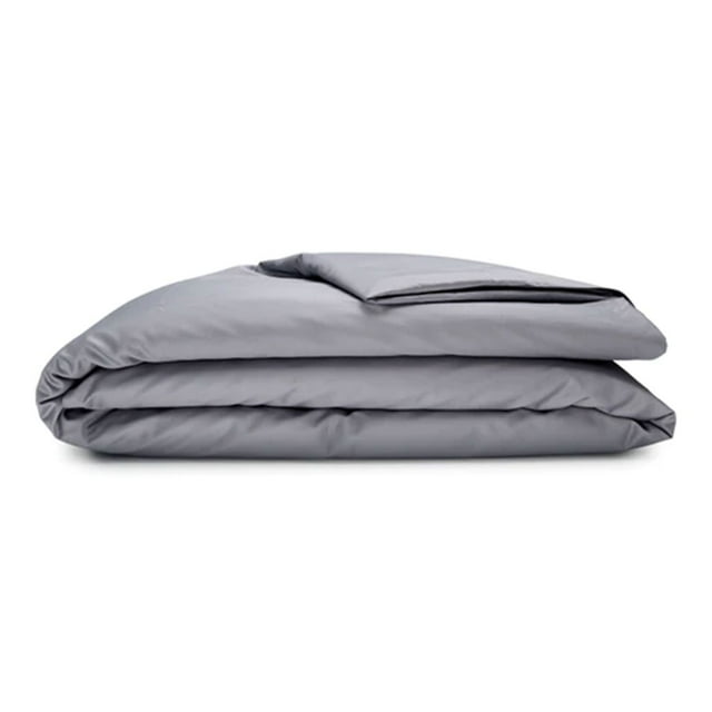 Sleepgram Housse de Couette en Coton Supima 400 Fils, Lit Simple, Pierre Grise