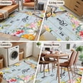 thumbnail image 5 of 3'x5' Rug for Living Room Bedroom, Easter Washable Area Rugs Non-Slip Carpet Mats, Spring Farmhouse Bunny Flower Blue Wood Grain Indoor Low Pile Area Rug Runner for Kitchen, Mudroom, 5 of 8