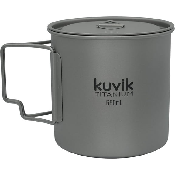 Kuvik Titanium Pot with Lid 650ml (22 oz) - Ultralight and Compact Pot for Backpacking, Camping, and Survival