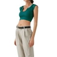 thumbnail image 2 of ZAXARRA T-shirt Court de Couleur Contrastée à Manches Courtes et Col Rond à Manches Courtes et Coupe Slim Womenacute;S Été, 2 of 5