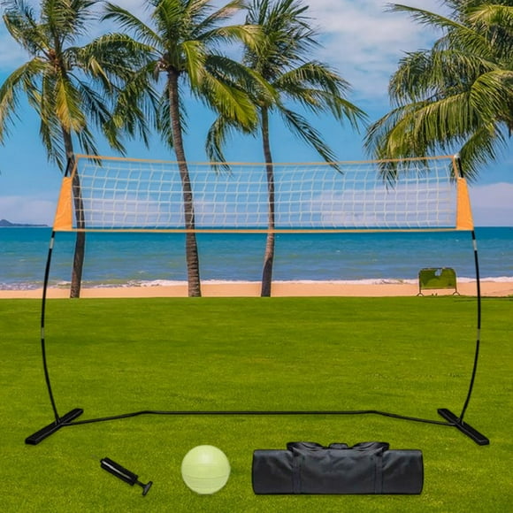 Red de entrenamiento de voleibol, ajustable en altura, práctica, con bolsa de almacenamiento, red de voleibol con pelota para el jardín de práctica.