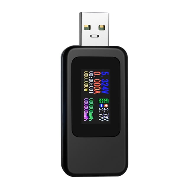 USB Power Meter, 4-30V 0-6.5A LCD USB A and C Voltage Current Tester Multimeter, Fast Charging Detection for Charger Cables and Power Bank Capacity Testing