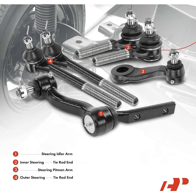 Detroit Axle Front Tie Rod & Center Link Kit - 7pc For 2WD Chevy Blazer S10 GMC Jimmy Sonoma (1991-1995)