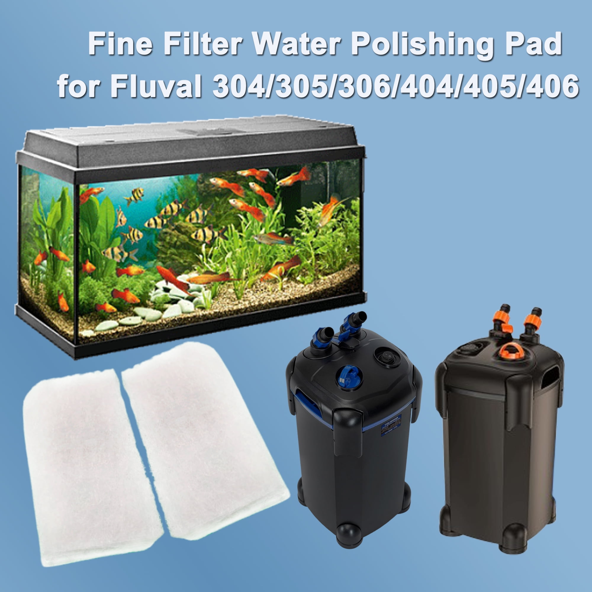 Qzbhct 30 Pcs Aquarium Fine Filter Water Polishing Pads for Fluval 304/305/306 404/405/406 Canister Filtration Systems