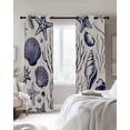 thumbnail image 3 of Summer Marine Life Blackout Curtains for Bedroom Living Room, Black Line Ocean Shell Starfish Sea Conch Seaweed 63 In Long Thermal Insulated Room Darkening Drapes Grommet Window Treatments, 42x63 In, 3 of 9