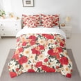 thumbnail image 2 of Feelyou Retro Romantic Rose Bedding Comforter Set 7pcs, Spring Red Flower King Bedding Sets, Vintage Western Fashion Reversible Bed Sheets, Microfiber Bedroom Decor, 2 of 8
