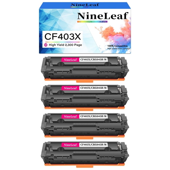 NineLeaf High Capacity Compatible Toner Cartridge Replacement for HP201X CF403X work for Color Laser Jet MFP M277dw M252dw M277n M277c6 Printer (Magenta,4 Pack)
