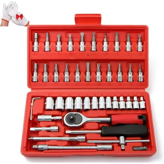 Cordless Electric Slim Ratchet Set, Electric Ratchet, Electric Ratchet 3/8 Drive, Power Ratchet Wrenches, Slim Electric Ratchet, Comes with 45 Adjustment Tools (A)