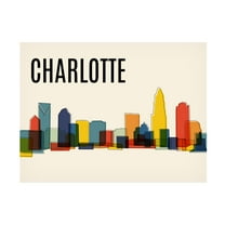 Canvas Wall Art - Tom Quartermaine 'Charlotte Mid Century Modern Cityscape' Wall Art for Living Room, Bedroom, or Office Décor by Trademark Fine Art - 19 x 14 Inches