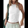thumbnail image 3 of Camiseta Básica de Tirantes para Mujer, Sin Mangas, Larga, Acanalada, Ajustada, con Espalda Nadadora, Cuello Alto y Cuello Redondo M, 3 of 9