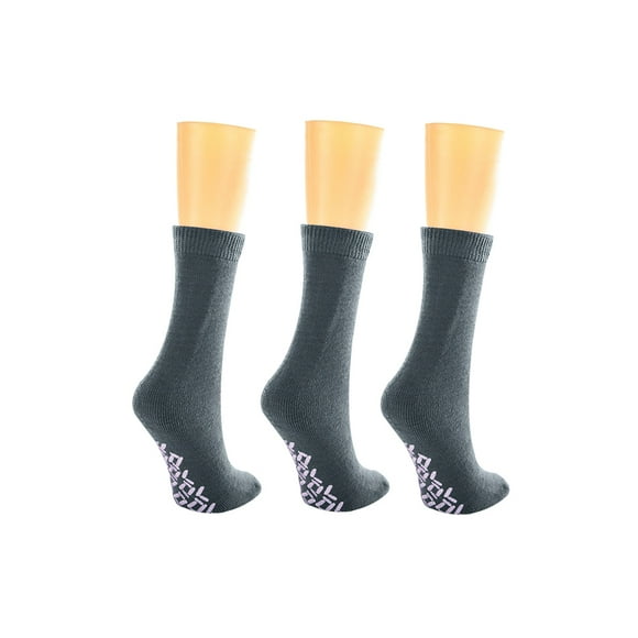 Nobles Assorted Anti Skid/ No Slip Hospital Gripper Socks, Great for adults, men, women. Designed for medical hospital patients but great for everyone (3 Pairs Grey)