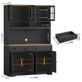 thumbnail image 7 of Hiphuta 75"Tall Kitchen Pantry Storage Cabinet with Power Outlet, Large Pantry Cabinet with Microwave Stand, Modern Freestanding Cupboard Hutch for Home Dinning Room, Black, 7 of 7