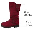 thumbnail image 6 of Wine Women Tall Boots Featuring Buckle Closure Round Toe And Heel Ideal For Cold Season Functional For Various Settings, 6 of 9