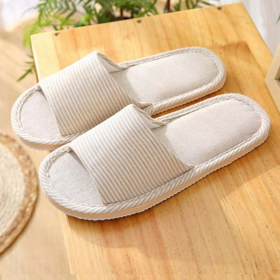 kladzum House Slippers, Indoor and Outdoor Cotton Flax Slippers, Women's and Men's Casual Soft Non-slip Open Toe Slippers, Linen Slippers