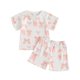 thumbnail image 1 of Familia Calcetines Que Coinciden con los Conjuntos de Verano de Moda Casual Lindo de Manga Corta con Estampado de Arco Y Pantalones Deslumbrados Dos Piezas de Conjunto de Traje de Niña Bebé, 1 of 6