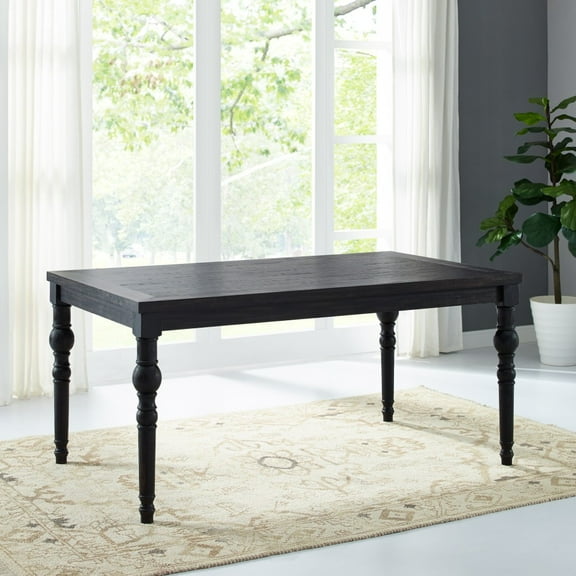 65" Urban Style Rectangular Dining Table, Wood Counter Height Table with 4 Turned Table Legs for Dinning Room, Black