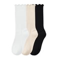 thumbnail image 4 of MKOSPLRT 6-14 Years Big Girls Socks 3 Pairs Toddlers Ruffle Sock Girl's Knee-High Stockings Kids Cozy Warm Solid Color Long Socks, 4 of 7