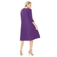 thumbnail image 3 of Women's Loose Fit 3/4 Sleeve Round Neck Jersey Knit A-Line Solid Midi Dress, 3 of 4